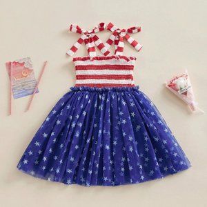 4th of July Patriotic Girls Smocked Tutu Dress